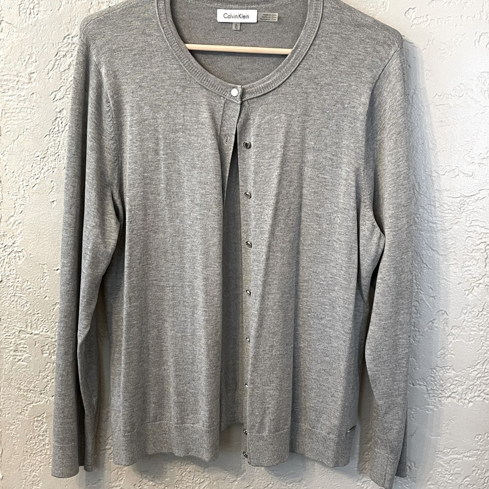 Calvin Klein Cardigan, Gray/Grey, XL, Never Worn, No Tags